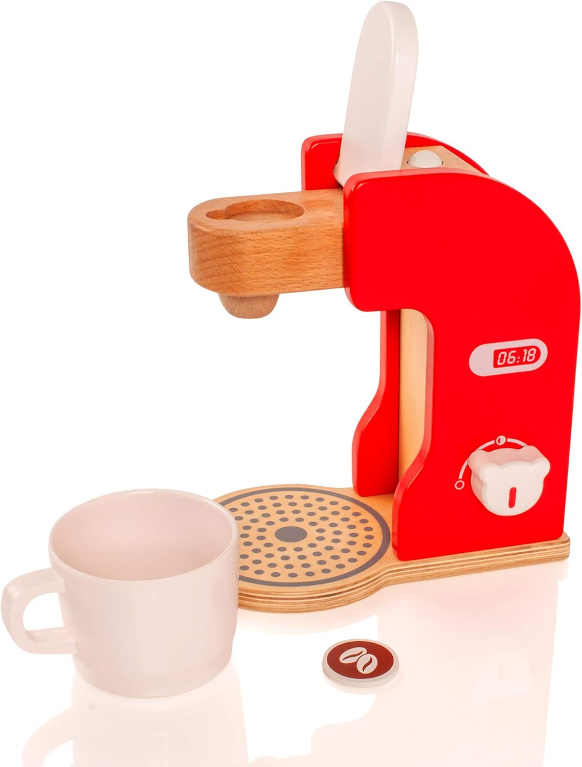 VIGA Pretend Play Wooden Coffee Maker for Toddlers, Role Play Educational Toy, Ages 3+