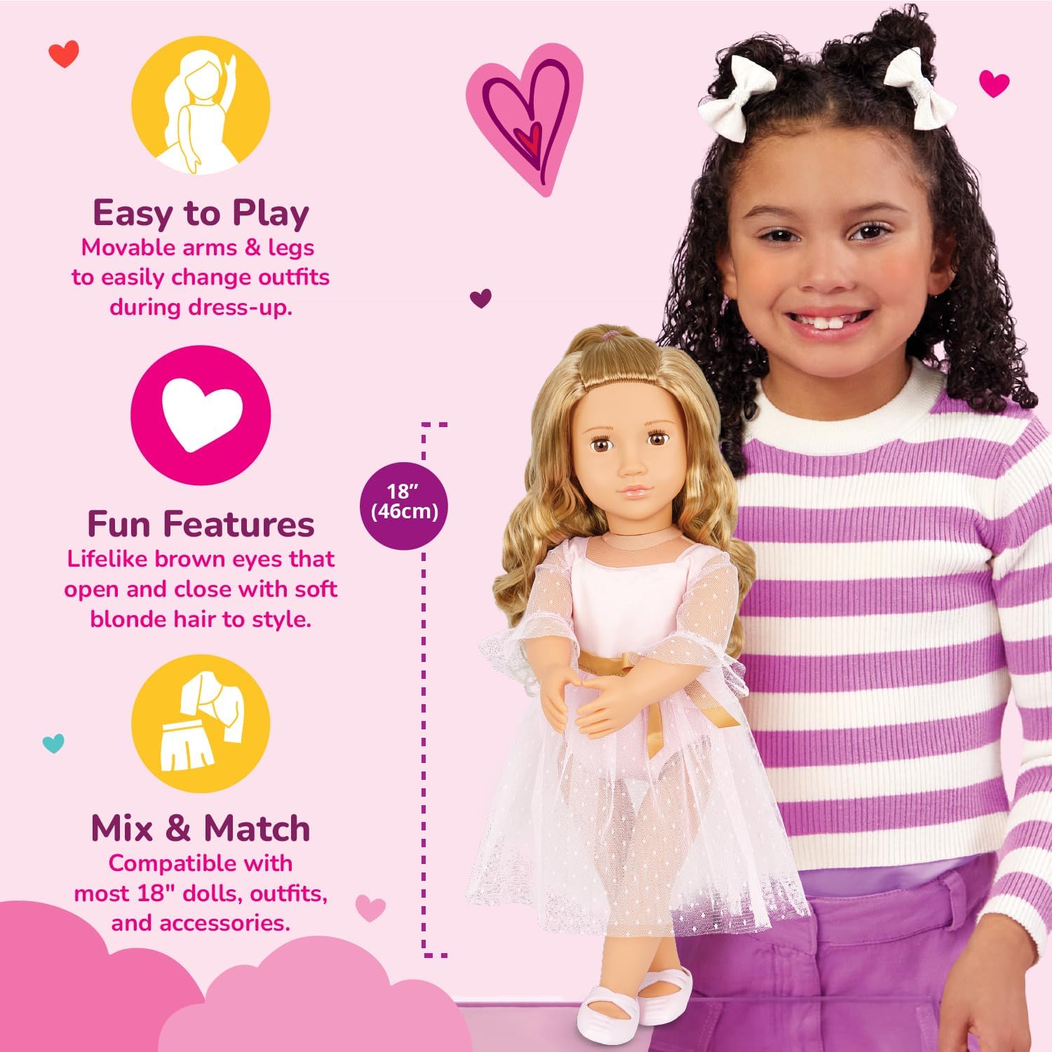 Our Generation Natasha Doll with Pink Dress and Nutcracker, Multicolor