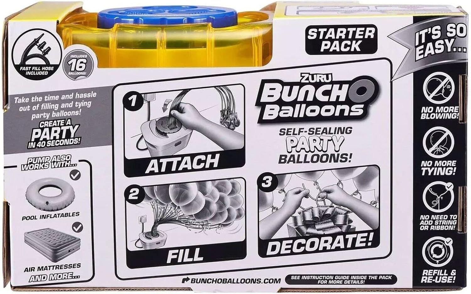 ZURU Bunch O Balloons Party Balloon, Golden, 40 Self-Sealing Balloons, Includes Pump, Stems & Fast-Fill Hose, 11-Inch, Birthday & Party Decorations, One Size