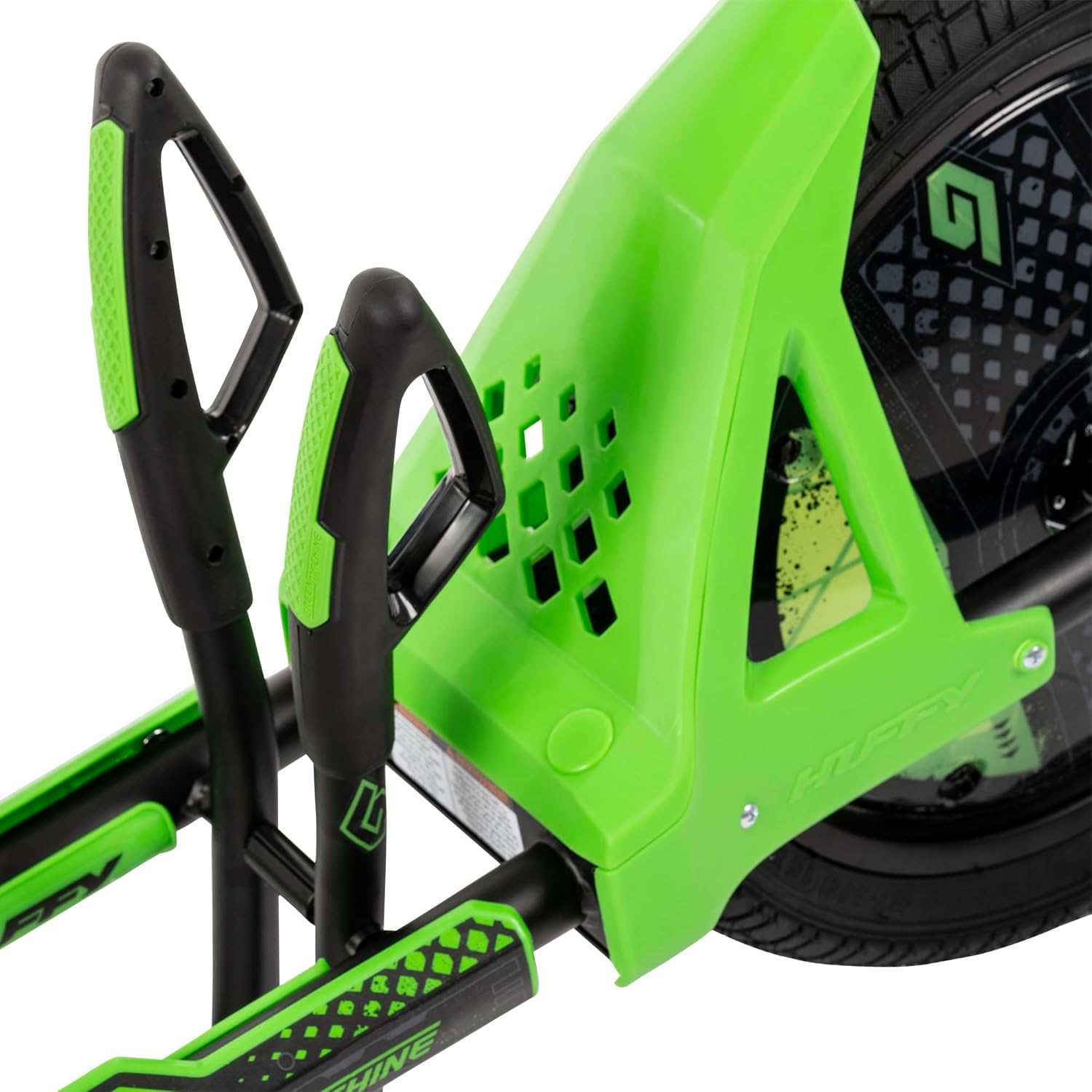 Huffy Green Machine 16 Inch Drift Trike, Pedal Powered Ride On with Dual Stick Steering and Adjustable Seat, Kids Outdoor Spin and Drift Trike, Ages 5Y+