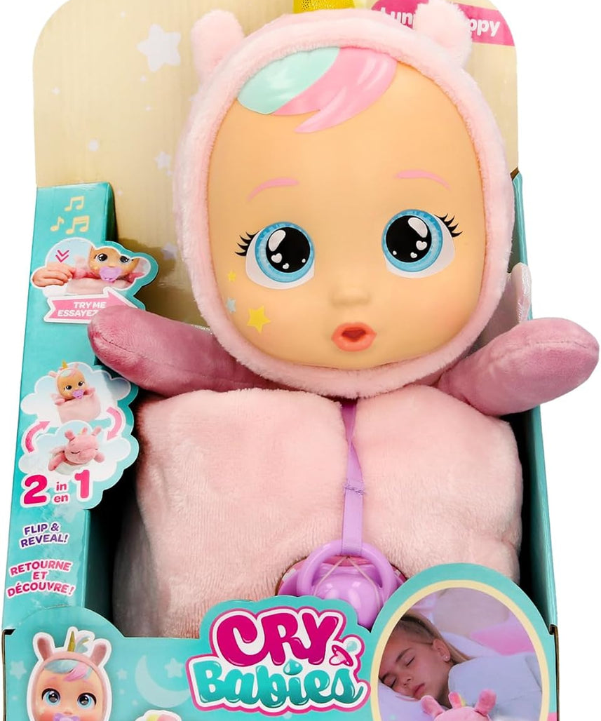 Cry Babies Goodnight Friends Luna and Poppy, 2 In 1, With Light up Wings, 5 Soothing Lullabies, Baby Doll, Pretend Play, Roleplay, 1 Years+