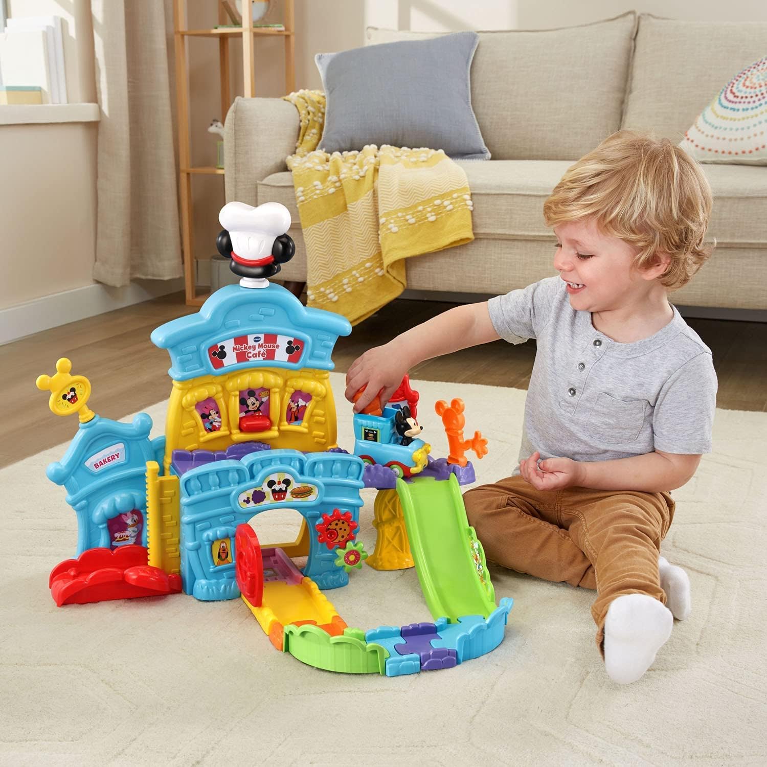 VTech, Go! Go! Smart Wheels, Disney Mickey Mouse Café, Food Truck Playset, Interactive Lights, Sounds, Songs, Phrases, Motor Skill Development, for Toddlers Ages 1-6