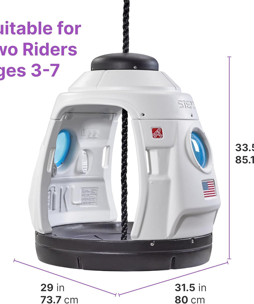 Step2 Space Capsule Swing for Toddlers – Rocket Ship Swing for 2 Kids, Indoor & Outdoor Use, Weather-Resistant Ropes (80 x 73.7 x 85.1 cm)