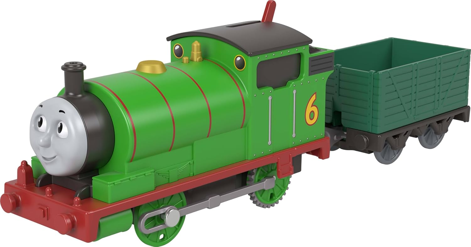 Fisher-Price Thomas and Friends Percy Classic Motorized Locomotive with Loading Wagon, Stimulates Toddlers' Play and Imagination, JGF94