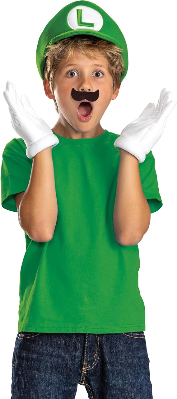 Disguise Luigi Elevated Child Accessory Kit Costume, One Size Child