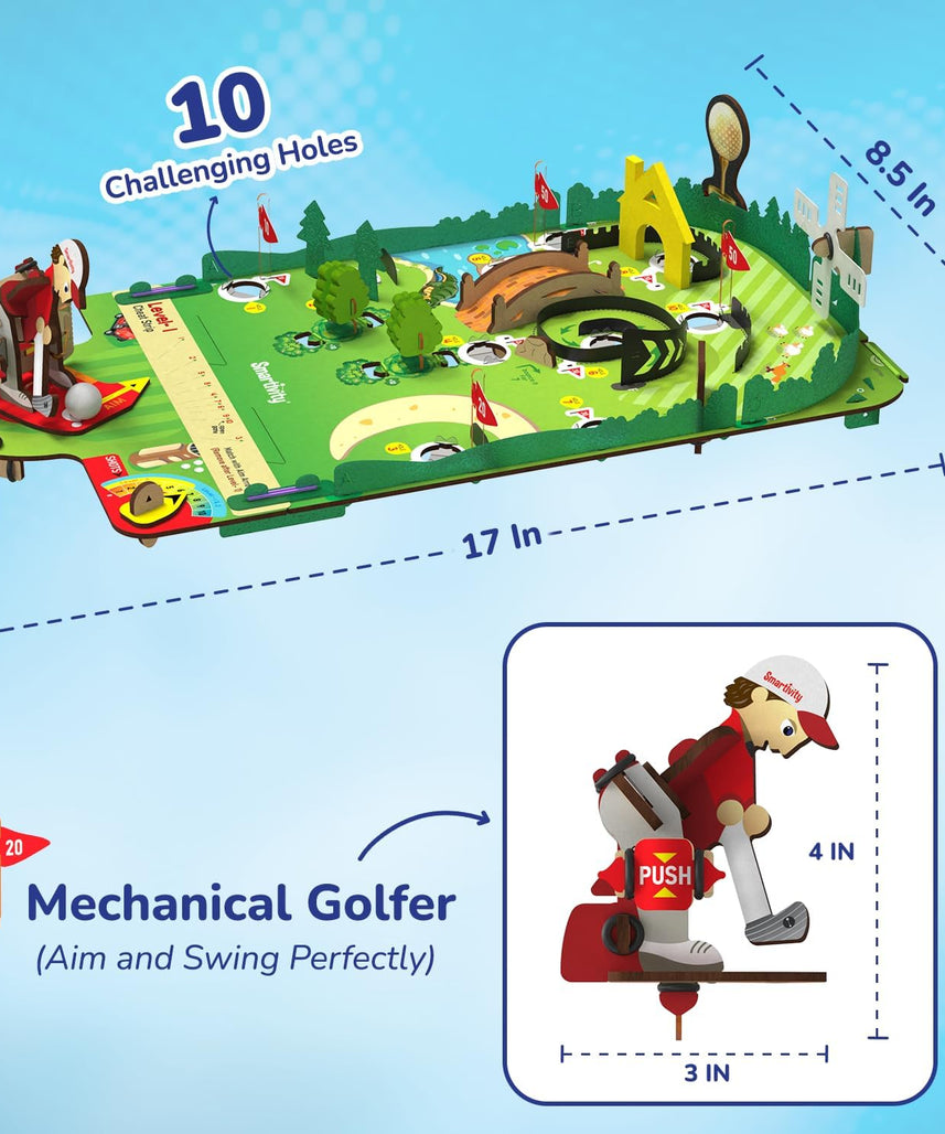 Smartivity DIY Mini Golf Tabletop Game Kit for Kids 6+ Years, STEM Wooden Construction Toy, Indoor Sports Game, Birthday Gift for Boys and Girls