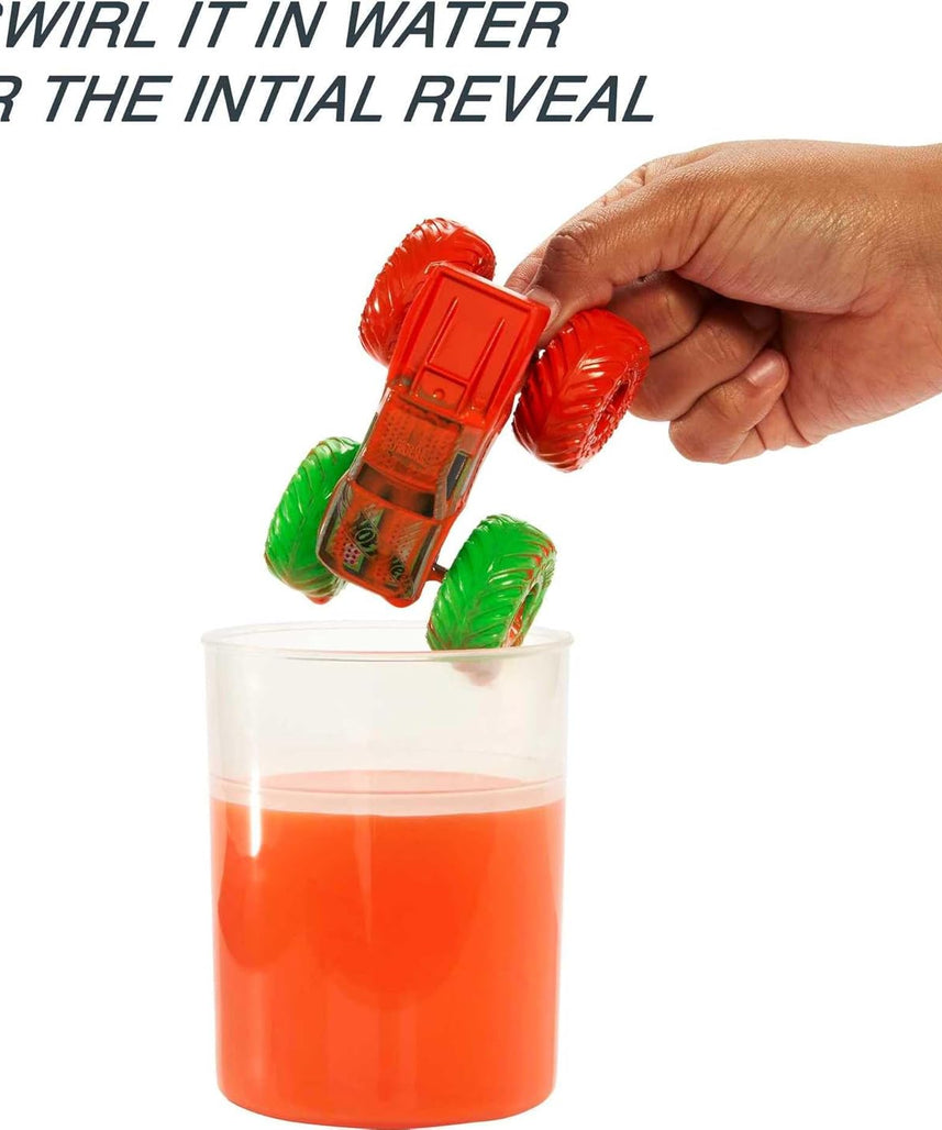 Hot Wheels Monster Trucks Color Reveal Truck, 1 Toy Truck with Surprise Reveal & Repeat Color Change in Warm & Ice Cold Water, Toy for Kids Multi