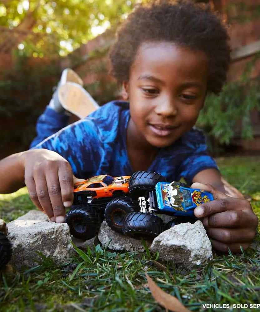 Hot Wheels Monster Trucks Demolition Doubles 1:64 Scale 2-Pack Assortment, Rival Trucks for Head-to-Head Play, Collectible Toy Vehicles, 3+