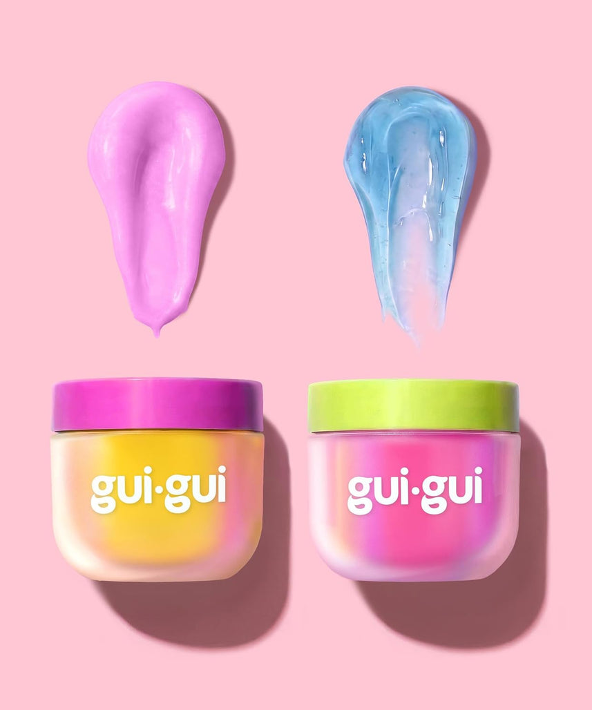GUI GUI Fruity Glow Deluxe Twin Pack Slime Kit, 2 Scented Slimes Jelli & Clear with Gua Sha and Scoop Tools, 5-Step Beauty Ritual Sensory Toy for Kids, Ages 6+