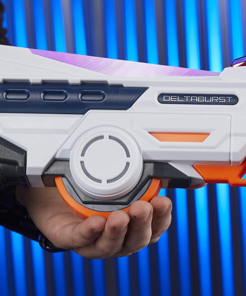 Nerf Laser Ops Burst Fire Combat Blaster with Light and Sound Effects, Multi-Shot IR Burst, LCD Display, App Compatible, Includes Armband and Solo Attachment, Ages 8+