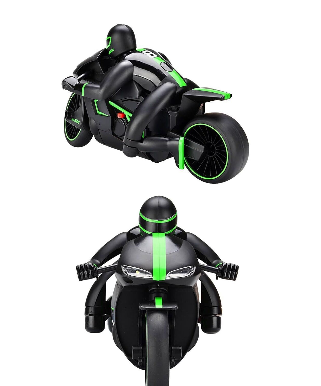 Crazon 1:18 High-Speed RC Motorcycle, Green, 2.4GHz Remote Control, Rechargeable Battery, 3+