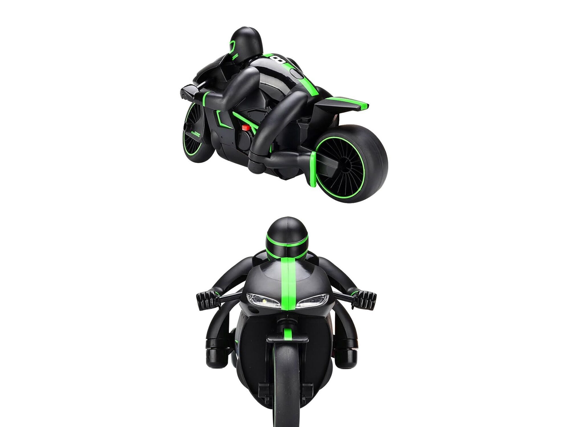 Crazon 1:18 High-Speed RC Motorcycle, Green, 2.4GHz Remote Control, Rechargeable Battery, 3+