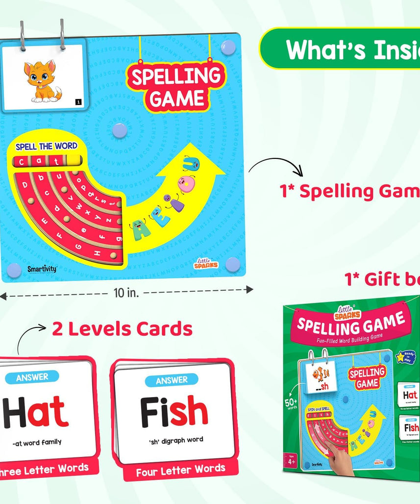 Smartivity Spelling Game Learning Toy for Kids 4-8 Years Old I 50+ Picture Cards I Birthday Gift I Educational Word & Vocabulary Building Toy with Rotating Letter Wheels I Travel-Friendly