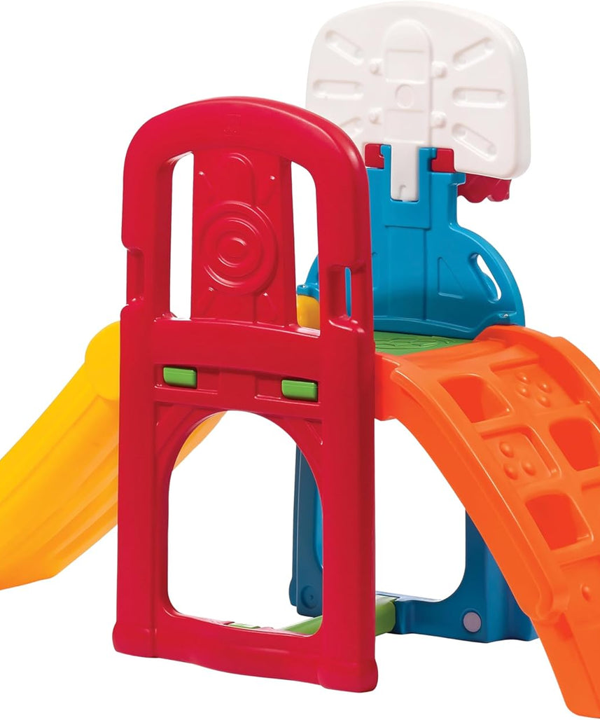 Step2 Game Time Sports Climber, Outdoor Playset with Slide Basketball Hoop and Soccer Goal, Active Fun Toy for Kids Boys and Girls Age 2 to 6, Durable Plastic Multicolor Backyard Activity Center