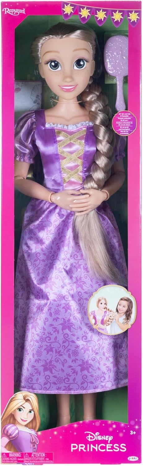 Disney Princess Playdate Rapunzel Doll 32 Inch, Large Tangled Princess Doll with Poseable Features and Styling Hair, Role Play Toy for Kids, Movie-Accurate Disney Character, 3 Years+