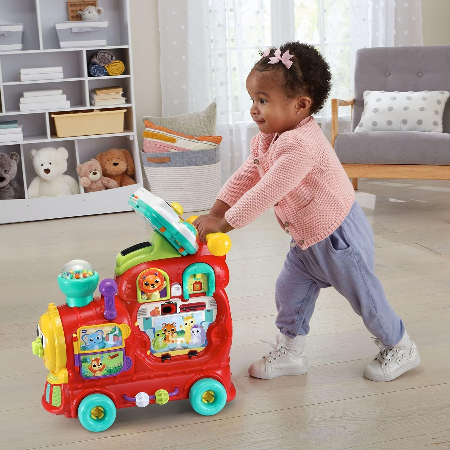 VTech Baby 4 in 1 Alphabet Letter Learning Train Educational Activity Walker Ride-On Pull Cart Multicolour 12–36 Months