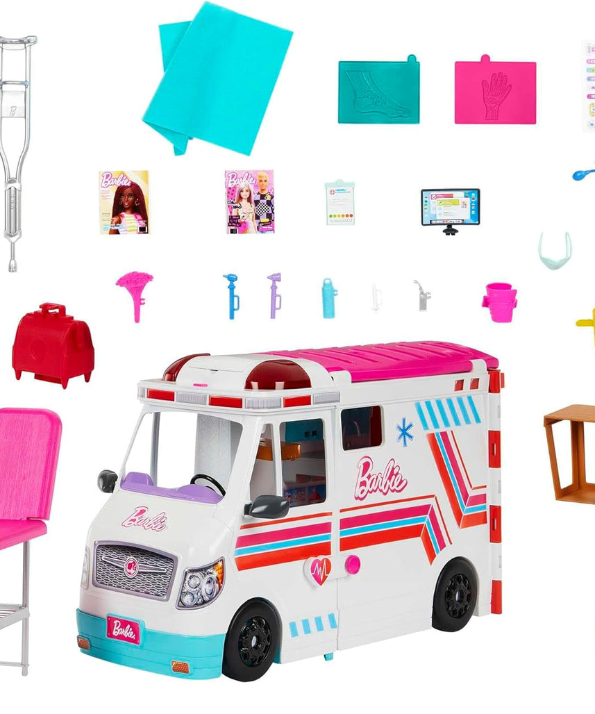 Barbie Toys, Transforming Ambulance and Clinic Playset, 20+ Accessories, Care Clinic
