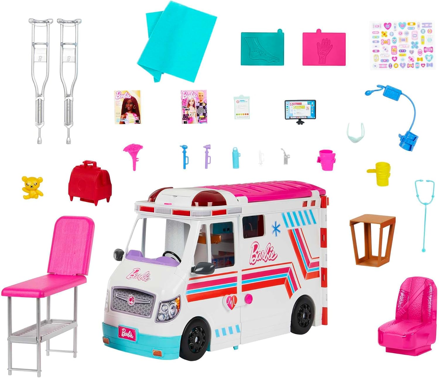 Barbie Toys, Transforming Ambulance and Clinic Playset, 20+ Accessories, Care Clinic