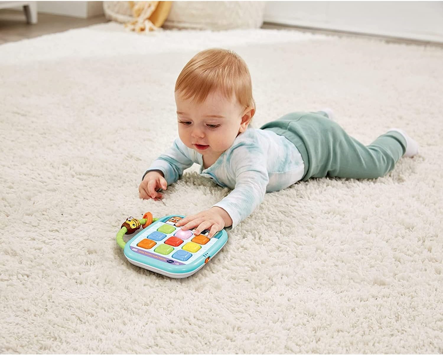 VTech 540403 Squishy Lights Learning Tablet Interactive Sensory Baby Toy with Light Up Silicone Buttons Music Sounds and Songs Educational Learning Tablet for Babies 6 to 24 Months Multicolor