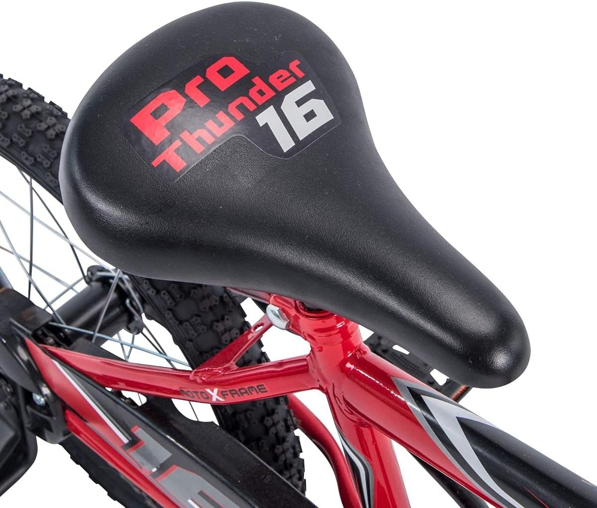 دراجة هافي روك إت إيزي بيلد للأطفال، لون أحمر، للأولاد والبنات، مزودة بعجلات تدريب، وإطار فولاذي، وفرامل كوستر