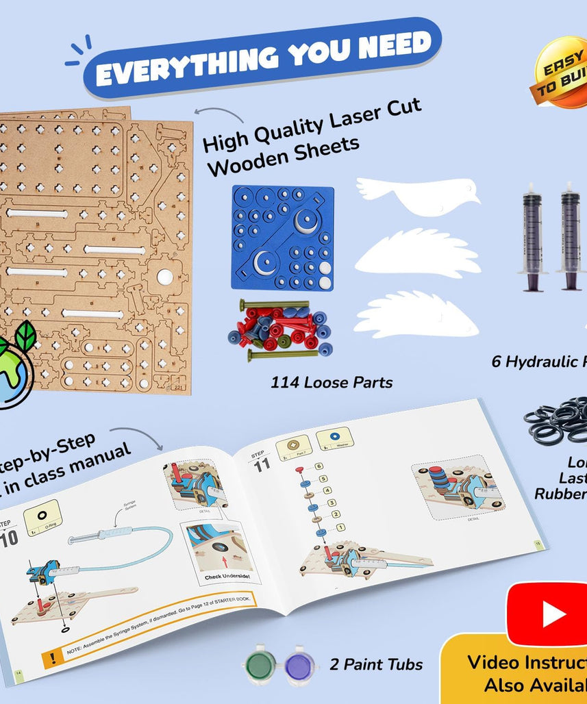 Smartivity 7 in 1 Multi-Builds Hydraulic Kit STEM DIY Fun Toy for Kids 6 to 12, Best Birthday Gift Toy for Boys & Girls Age 6-8-10-12, Science Toy, Educational Based Activity Game, Made in India