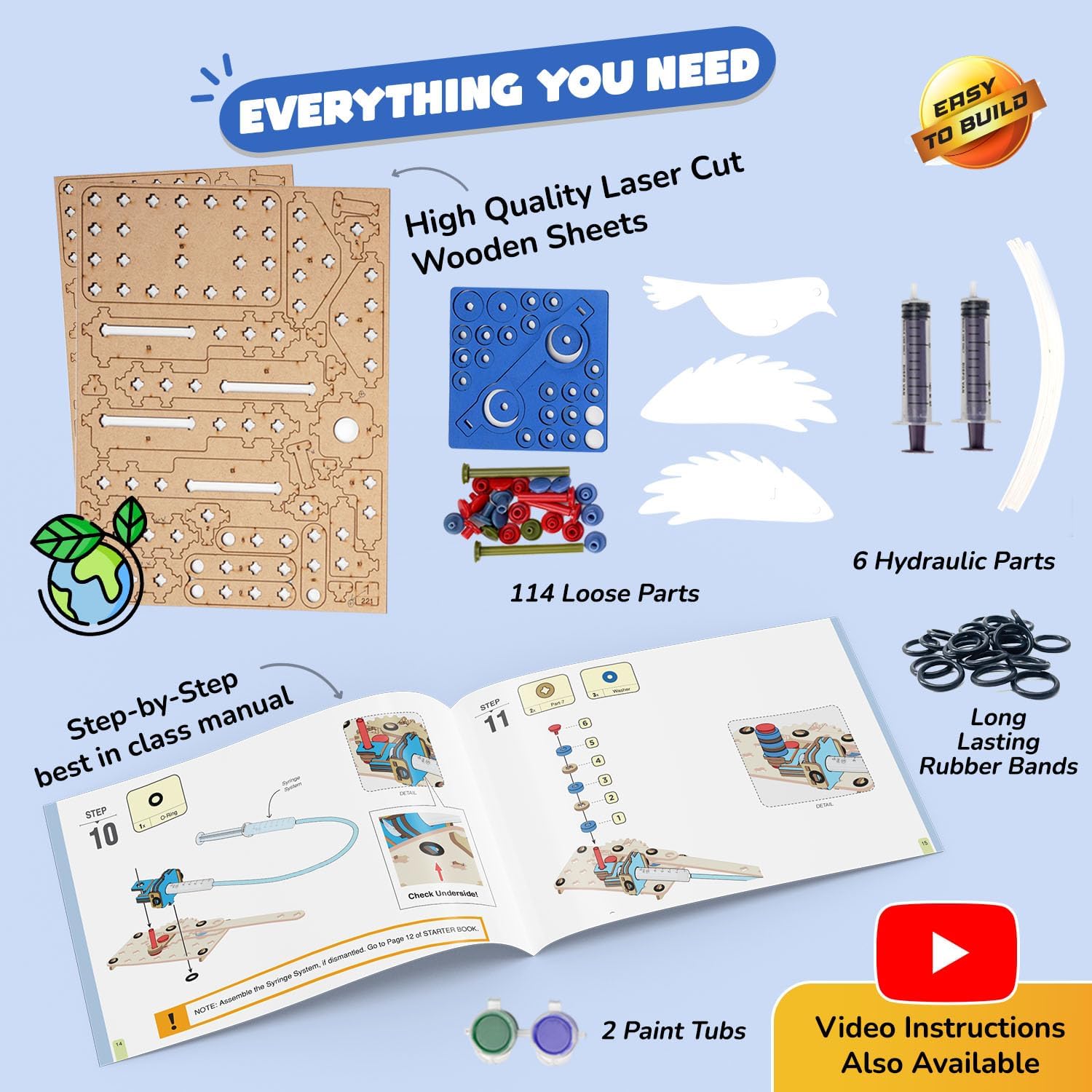 Smartivity 7 in 1 Multi-Builds Hydraulic Kit STEM DIY Fun Toy for Kids 6 to 12, Best Birthday Gift Toy for Boys & Girls Age 6-8-10-12, Science Toy, Educational Based Activity Game, Made in India