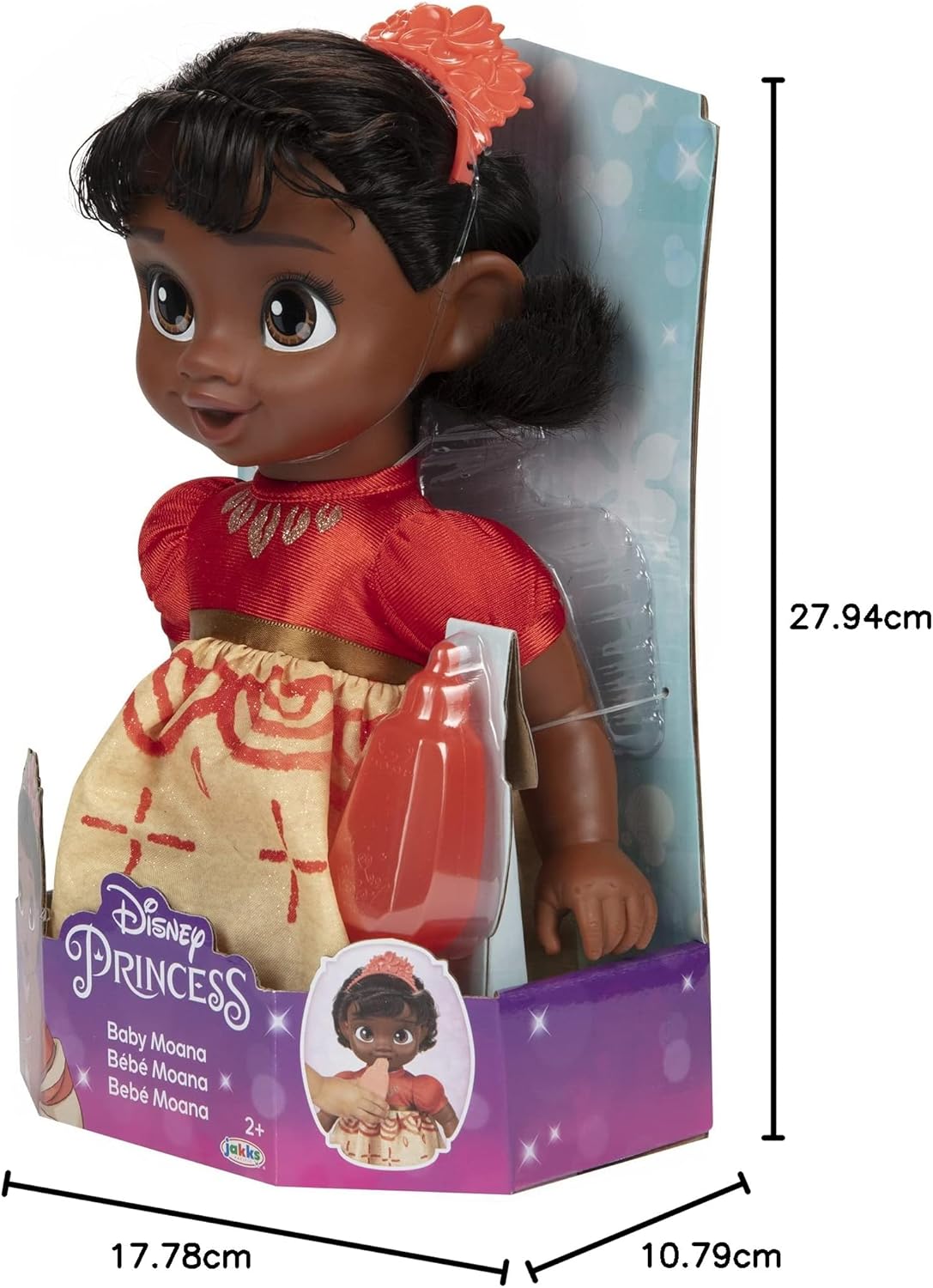 Disney Princess Moana Baby Doll with Baby Bottle & Hair Pin