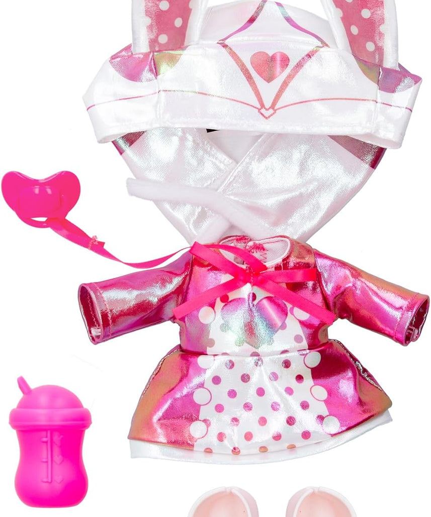 CRY Babies Stars Coney -12" Baby Doll | Pink and White Shiny Iridescent Dress with Bunny Themed Hoodie, for Girls and Kids 18M and Up