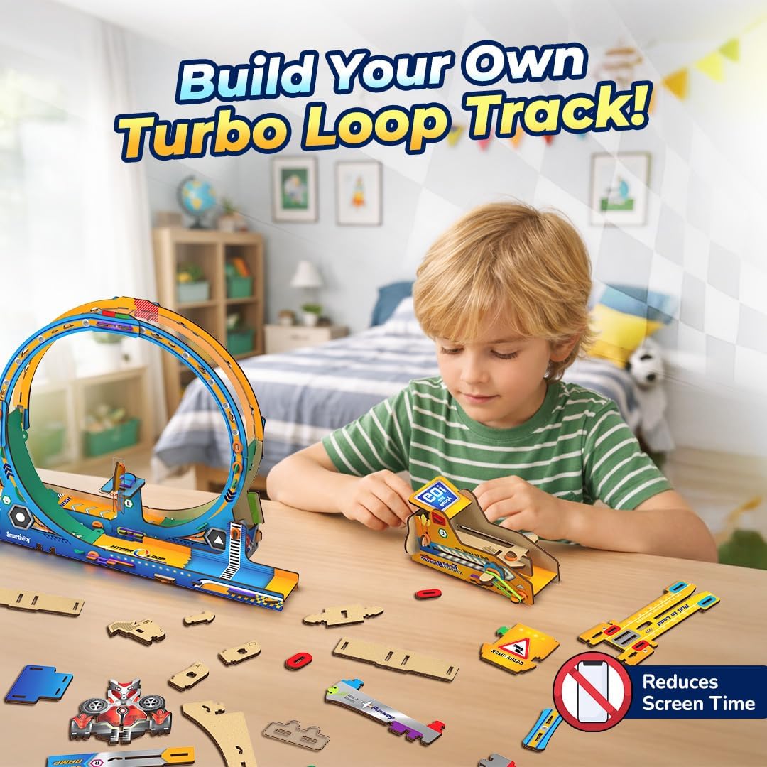 Smartivity High-Speed Race Car Track with Loop for Kids 6-12 Years | 3in1- Car, Loop, Glider Plane Launcher I Build & Play I Birthday Gift for Boys & Girls Age 6,7,8,9,10,11,12 Years