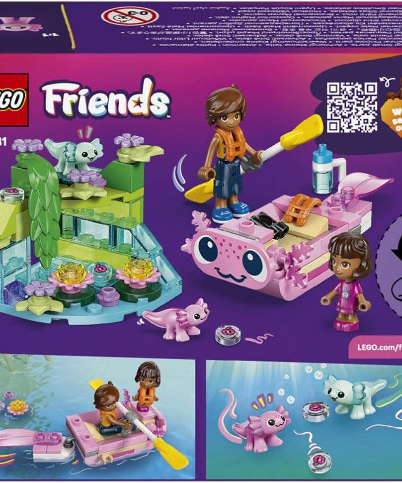 LEGO Friends Axolotl Adventure Boat Toy - incl. 2 Mini Dolls, 2 Cute Animal Figures, Plants, Flowers & Accessories - Birthday Gift for 5+ Year Old Girls - 42681