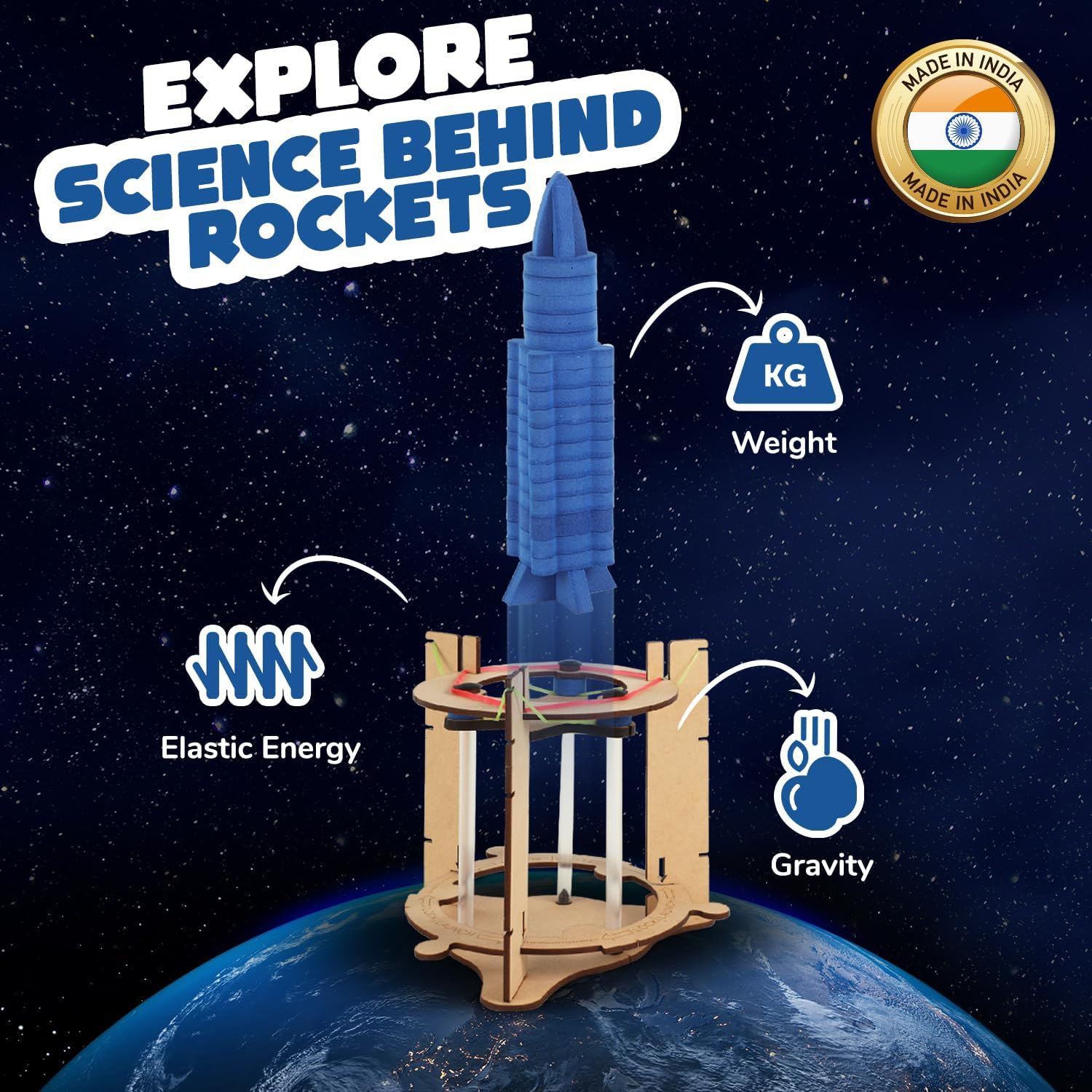 Smartivity Space Rocket STEM Toy, Educational DIY Construction Kit for Kids, Hands-On Science and Engineering Project, STEM Learning Activity for Ages 6-14, Birthday Gift for Boys and Girls