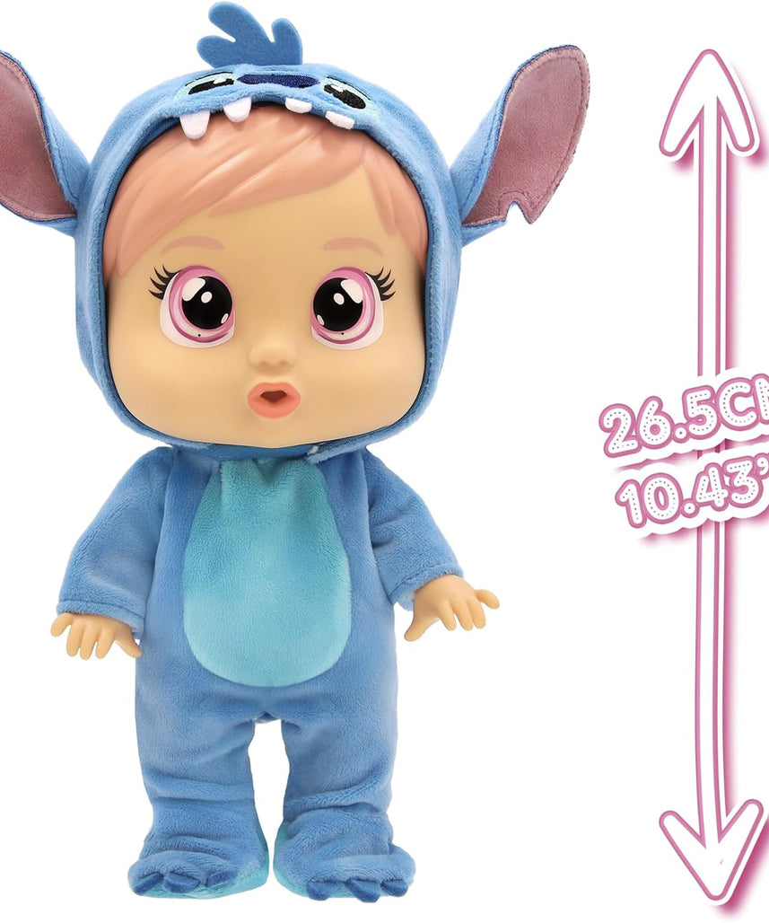 Cry Babies Loving Care Disney Stitch, Comes with Stitch Costume, Includes Accessories, Baby Doll, Pretend Play, Roleplay, 1 Years+