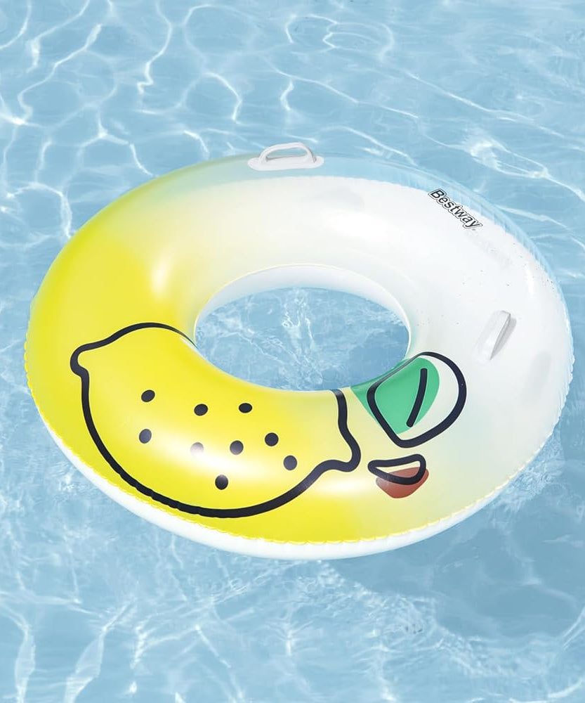 Bestway Swim Ring Fresh Squeezed Lemon Swim Tube 1.14M, Outdoor & Indoor Relaxation & Play, Swim Tubes, Pool Floats, Bright Graphics, Heavy-duty Handles