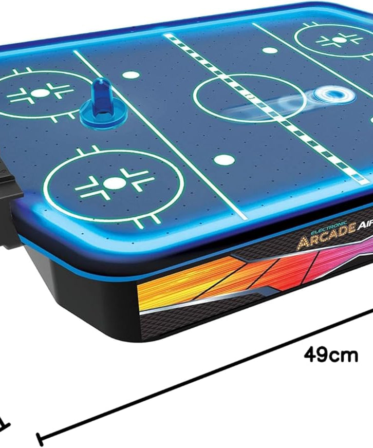 Ambassador Merchant Electronic Arcade Air Hockey, Neon LED Rails, Large Playing Surface, Powerful Airflow, Plastic Frame, Adults+