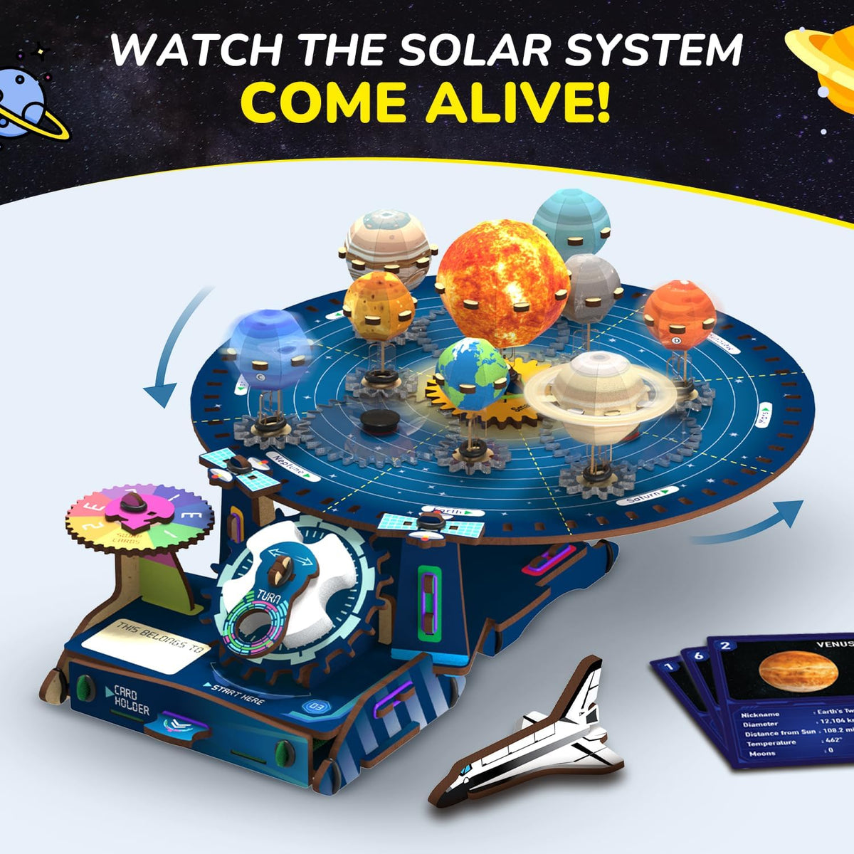 Smartivity DIY Solar System Kit | Gear-Driven Working Model of Planets | Birthday Gift for Boys & Girls 8-14 YearsI Build, Rotate & Explore Astronomy | Learn Solar System & Science Facts