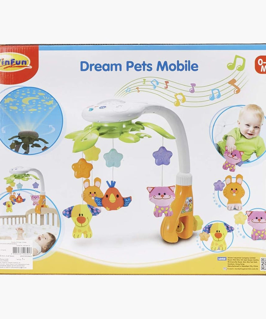 Winfun Dream Pets Musical Baby Mobile, Rotating Ceiling Mount Mobile with Lights, Melodies and Projection, Developmental Baby Toy for Newborns 0M+