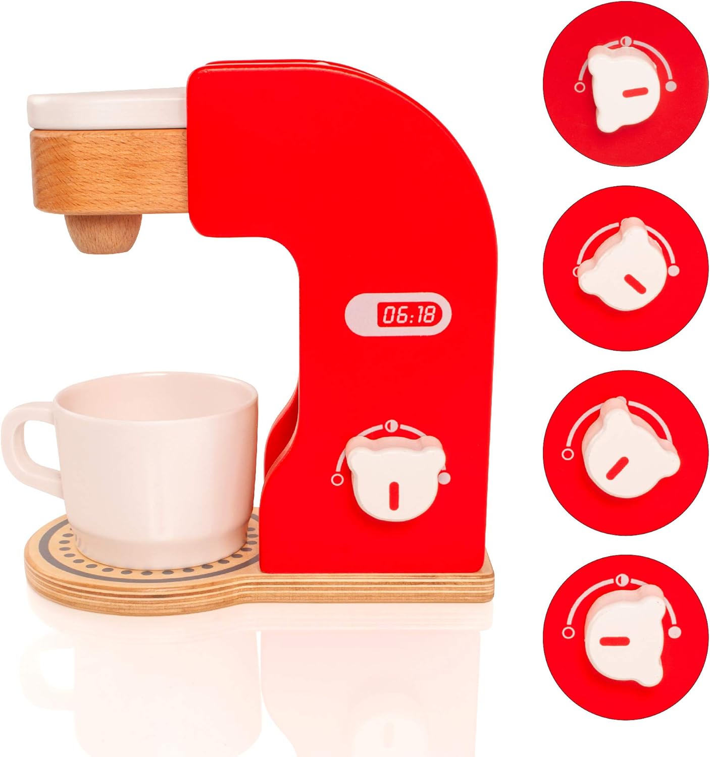 VIGA Pretend Play Wooden Coffee Maker for Toddlers, Role Play Educational Toy, Ages 3+