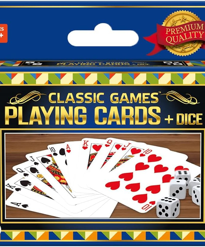 Ambassador Classic Games, 2 Decks Playing Cards, 5 Dice, Portable Pack, Ages 6+