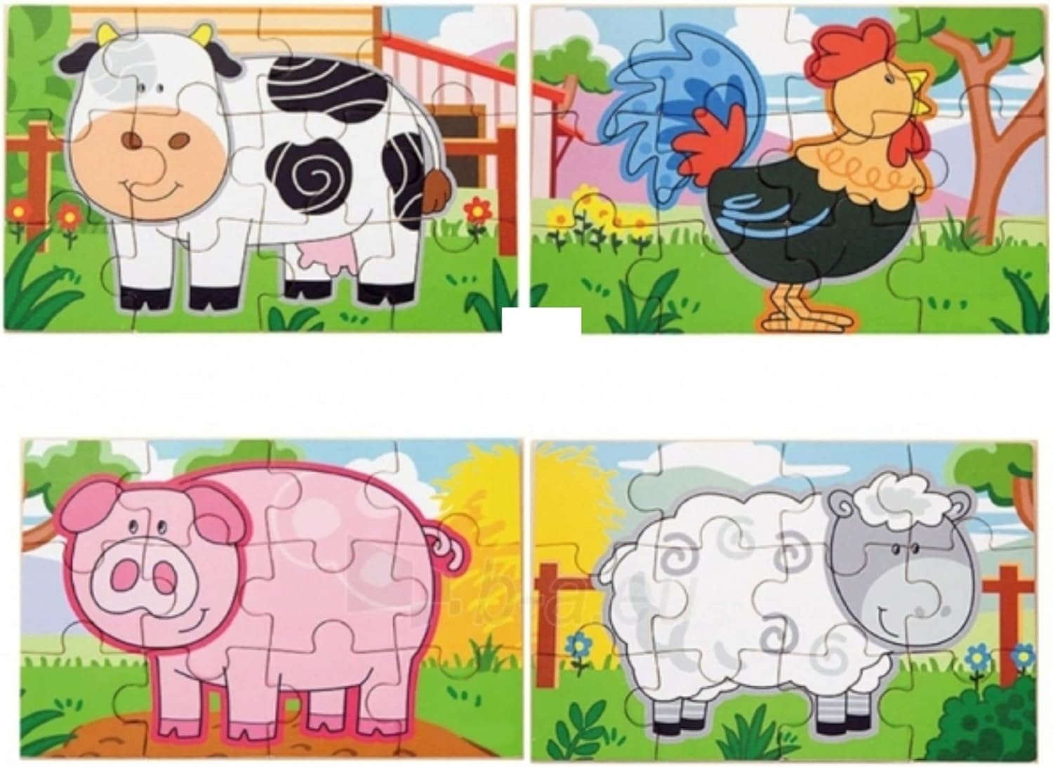 مجموعة فيجا فارم، أحجية الصور المقطوعة من 48 قطعة، لعبة مونتيسوري الخشبية، تنمي المهارات الحسية والإدراكية والحركية الدقيقة، لعبة تعليمية للأطفال غير سامة وصديقة للبيئة، مناسبة للأولاد والبنات من عمر سنتين فما فوق