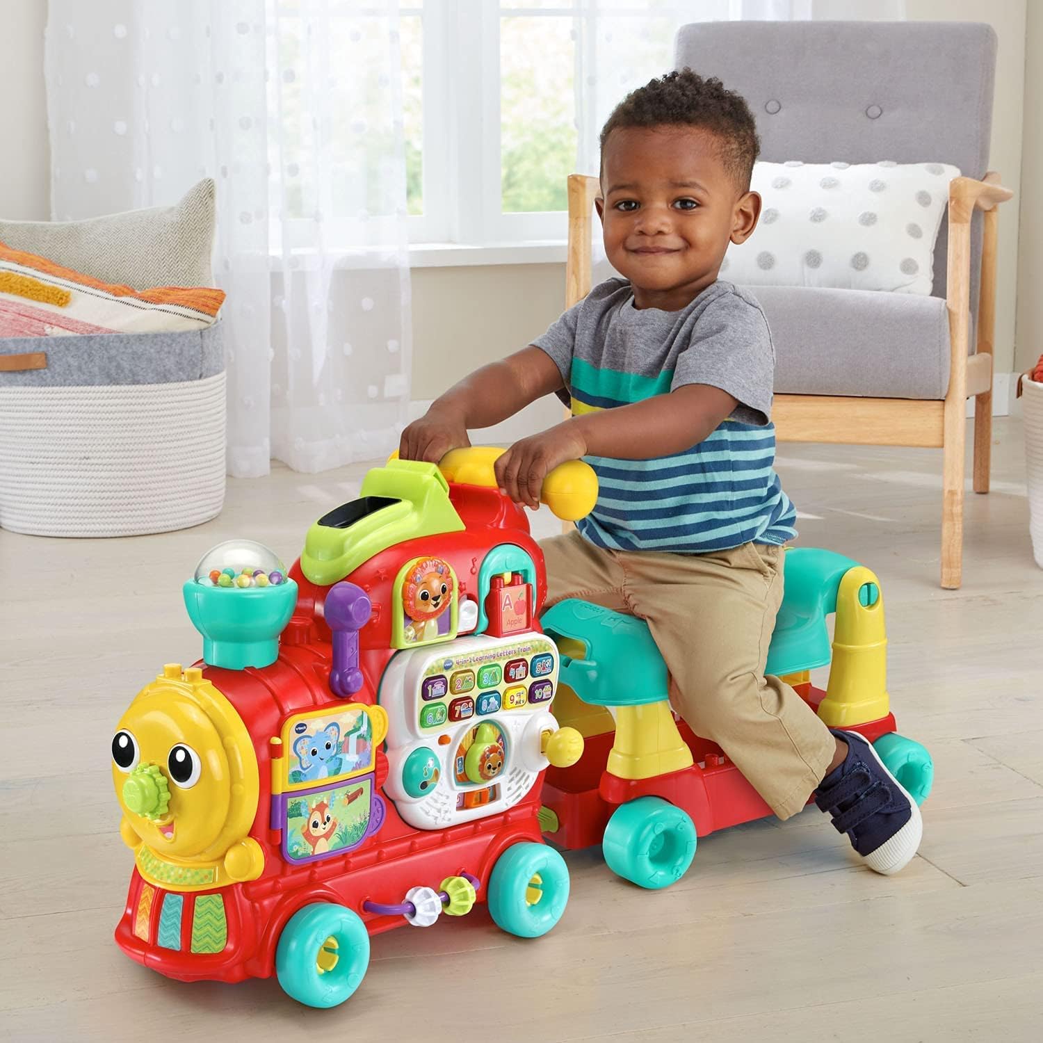 VTech Baby 4 in 1 Alphabet Letter Learning Train Educational Activity Walker Ride-On Pull Cart Multicolour 12–36 Months
