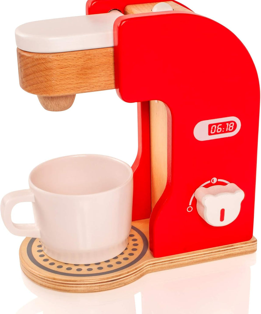 VIGA Pretend Play Wooden Coffee Maker for Toddlers, Role Play Educational Toy, Ages 3+