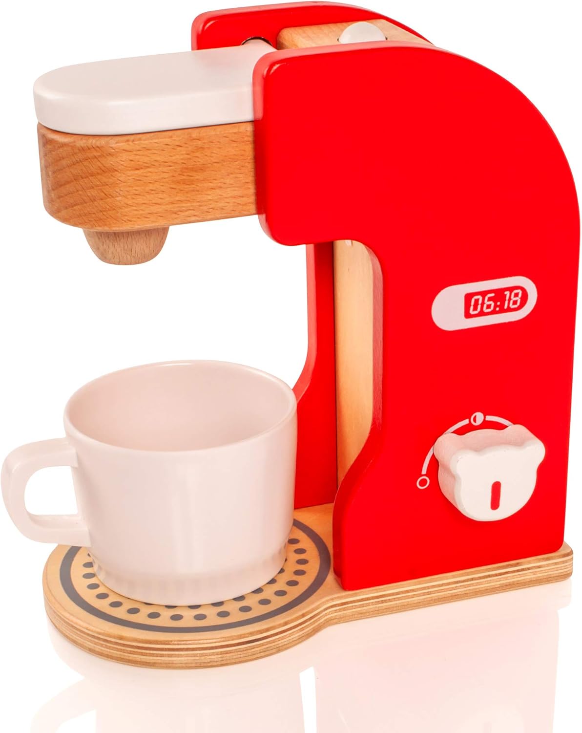 VIGA Pretend Play Wooden Coffee Maker for Toddlers, Role Play Educational Toy, Ages 3+