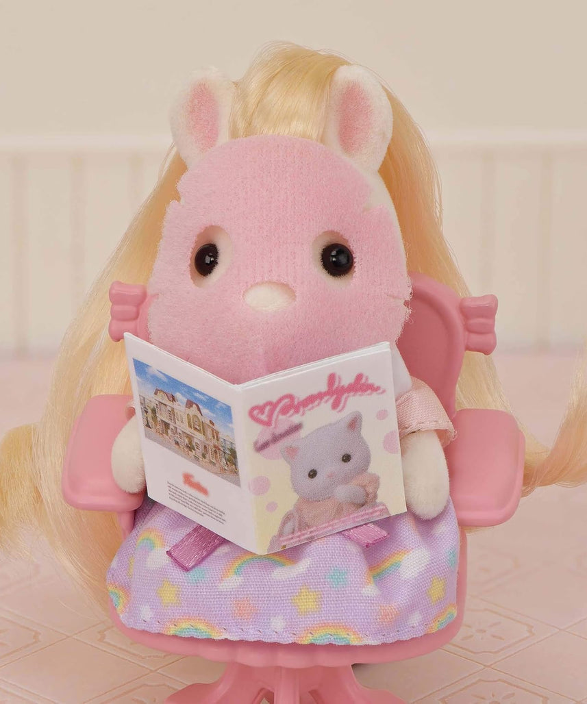 Sylvanian Families Pony's Stylish Hair Salon Set (5642) – 2-Story Salon with Sally Pony Figure, Hair Accessories, Styling Book, Dresser & Shampoo Basin – Educational Role-Playing Toy for Ages 3+