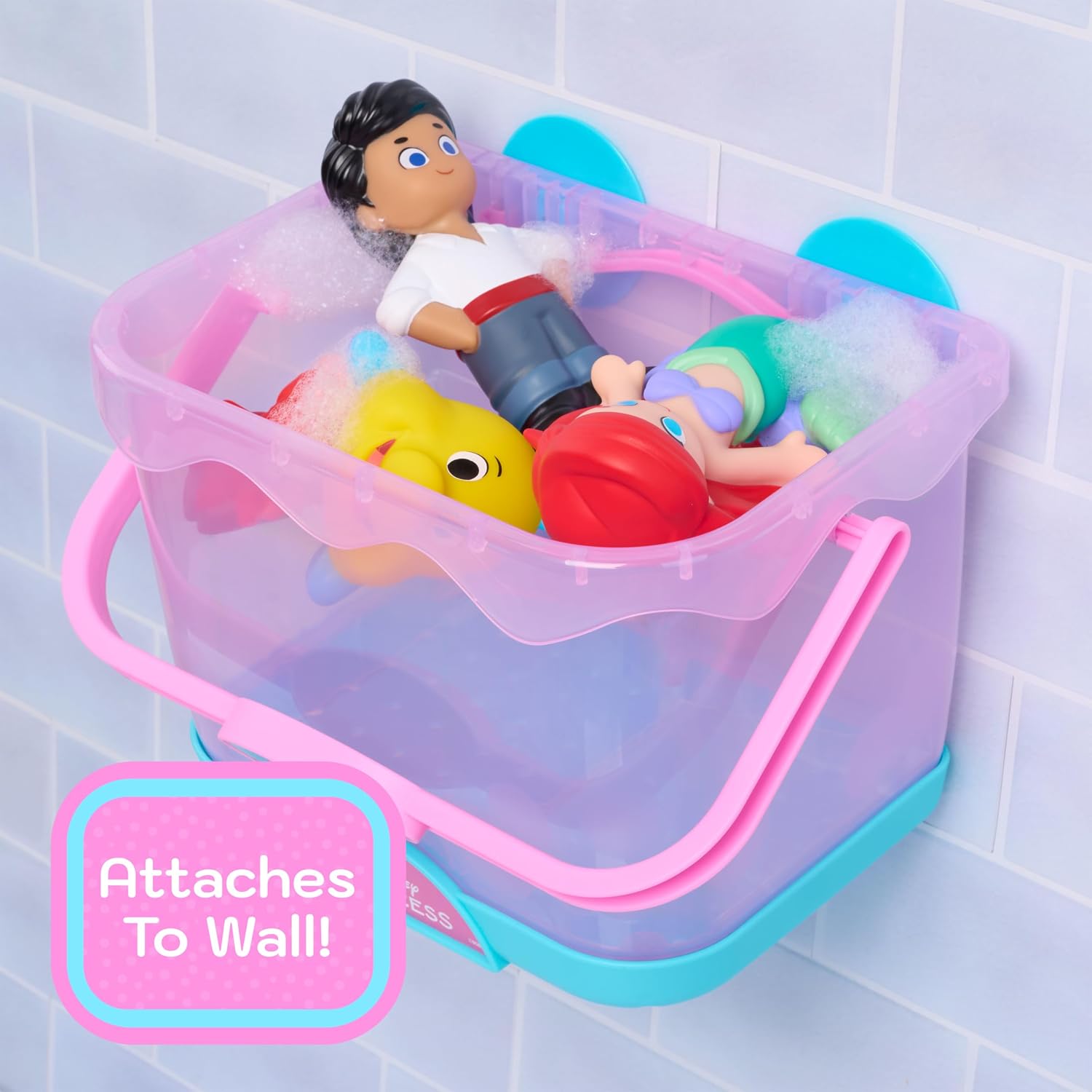 Disney The Little Mermaid Bath Caddy, 6-pieces, 5 Bath Toy Figures