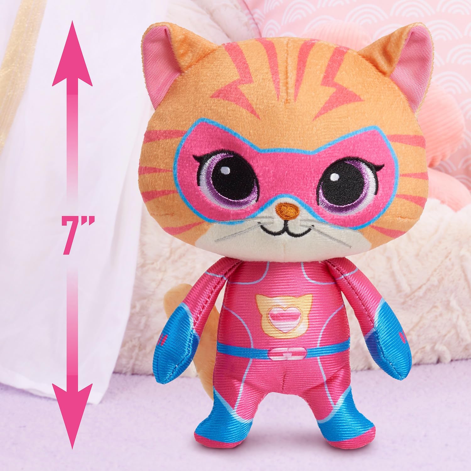 Just Play Disney Junior SuperKitties 7-inch Small Plush Stuffed Animal, Ginny, Kitten, Kids Toys for Ages 2 Up