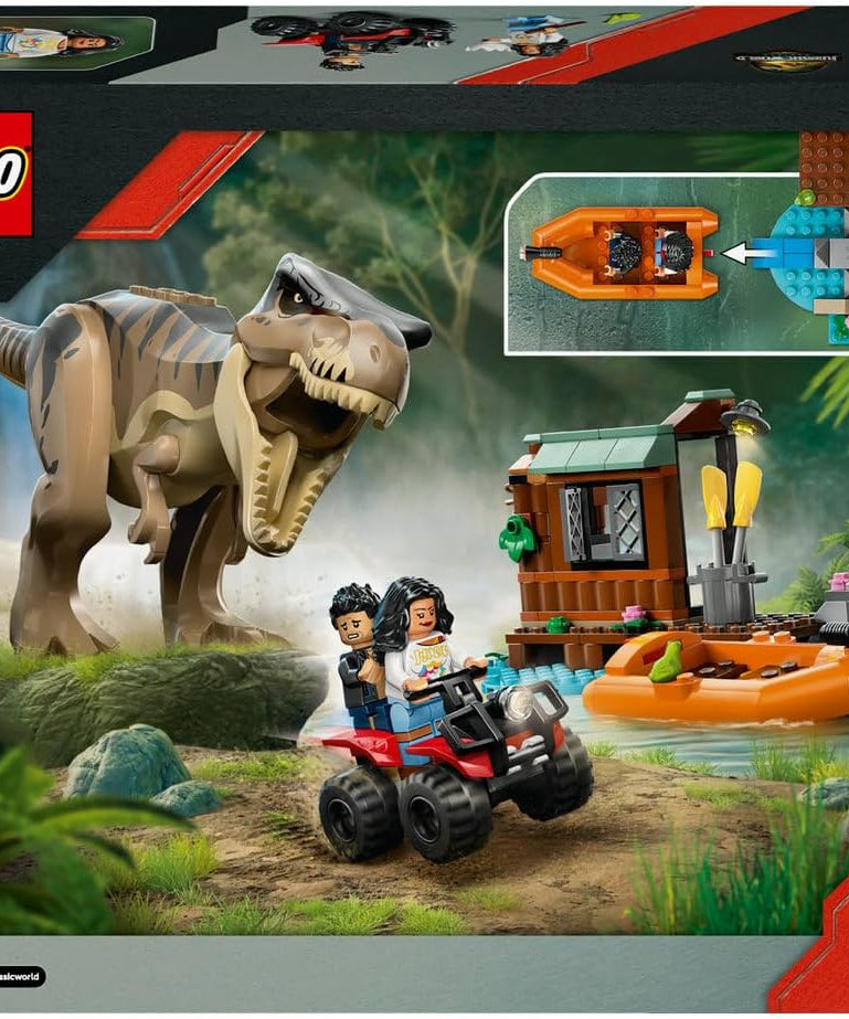LEGO Jurassic World T. rex River Escape - Interactive Dinosaur Toy - incl. a Dino Figure, Boat Toy, ATV & 2 Minifigures - Gift for 5+ Year Old Boys & Girls - 76975