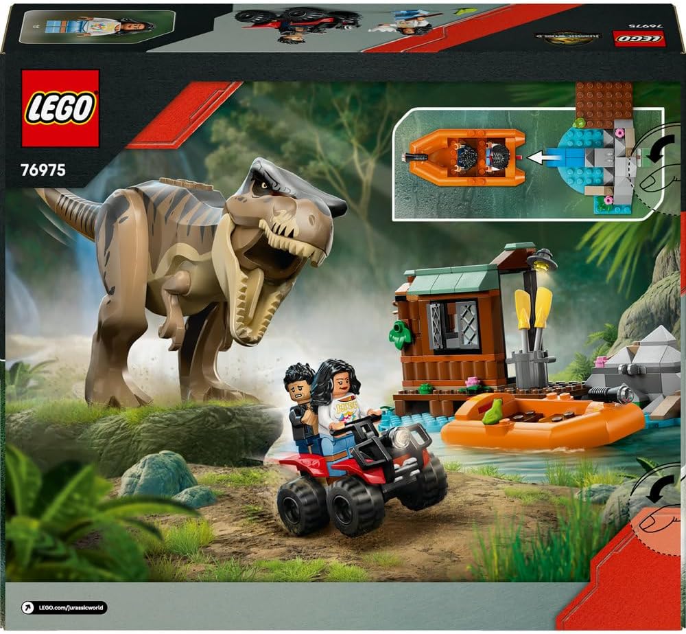 LEGO Jurassic World T. rex River Escape - Interactive Dinosaur Toy - incl. a Dino Figure, Boat Toy, ATV & 2 Minifigures - Gift for 5+ Year Old Boys & Girls - 76975
