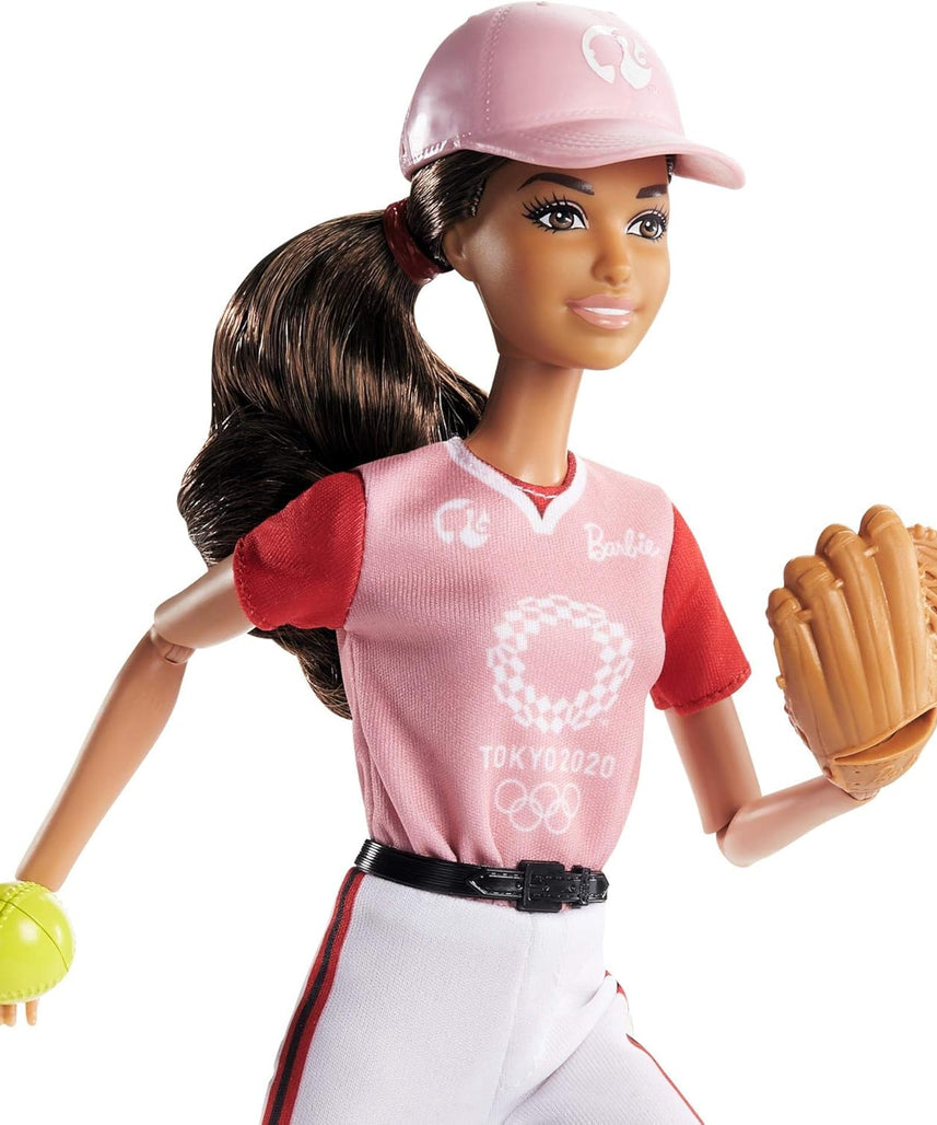 Barbie Tokyo 2020 Olympic Softball Doll Set - Uniform, Jacket, Medal & Accessories for Ages 3+