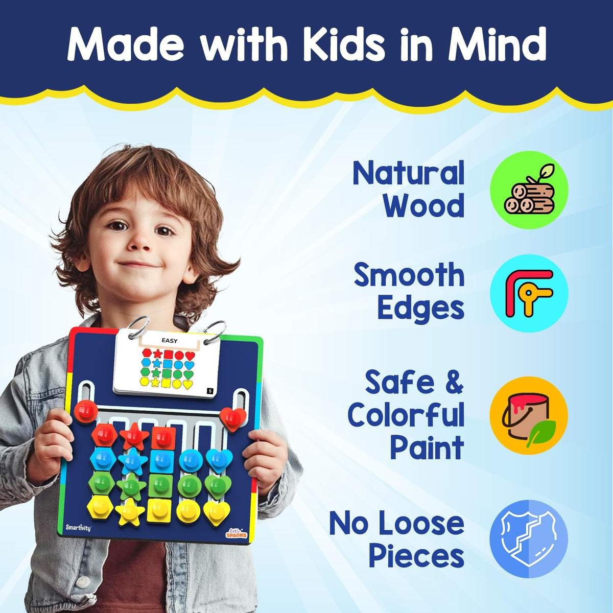 Smartivity Shape Coder Logic Puzzle Game with Challenge Cards and Colored Shapes, Travel-Friendly Brain Teaser Educational Toy for Kids, 6Y+ Years