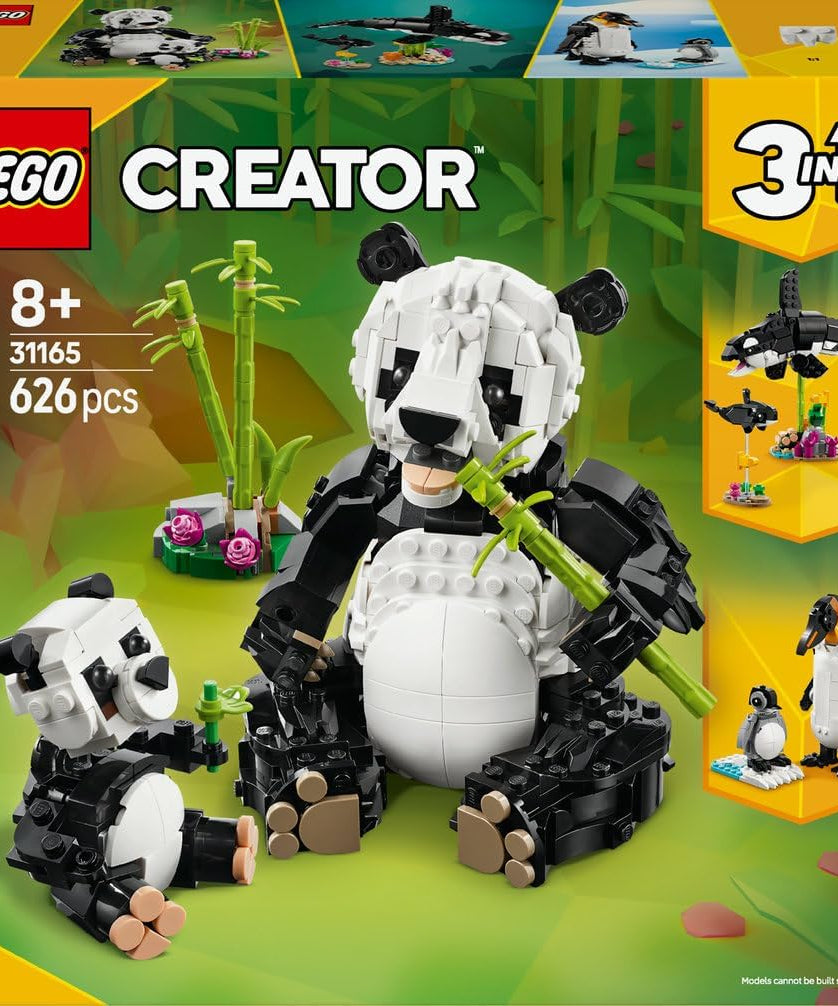 LEGO Creator 3in1 Wild Animals: Panda Family Toy - Transforms into Penguin Figures or Orca Whale Toys - Ramadan Gift for 8+ Year Old Girls & Boys - 31165